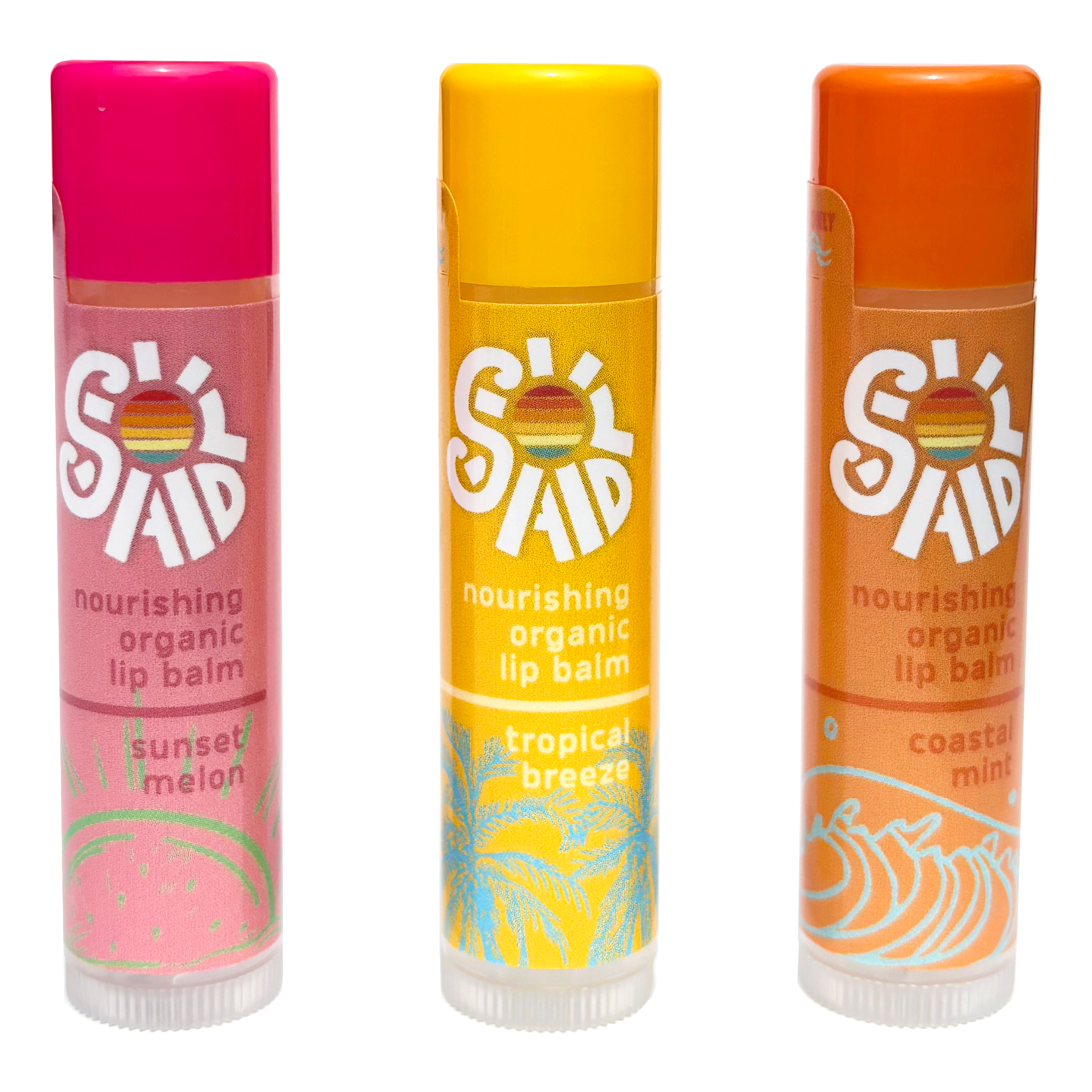 Nourishing Organic Lip Balm 3-Pack, Sun Lover&