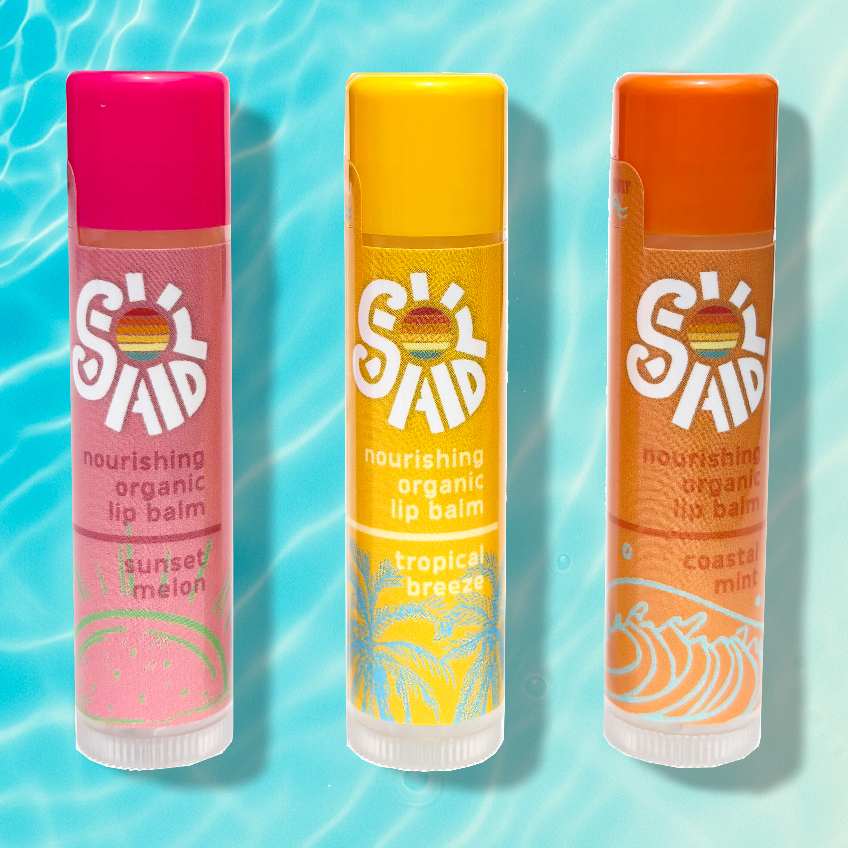 Nourishing Organic Lip Balm 3-Pack, Sun Lover&