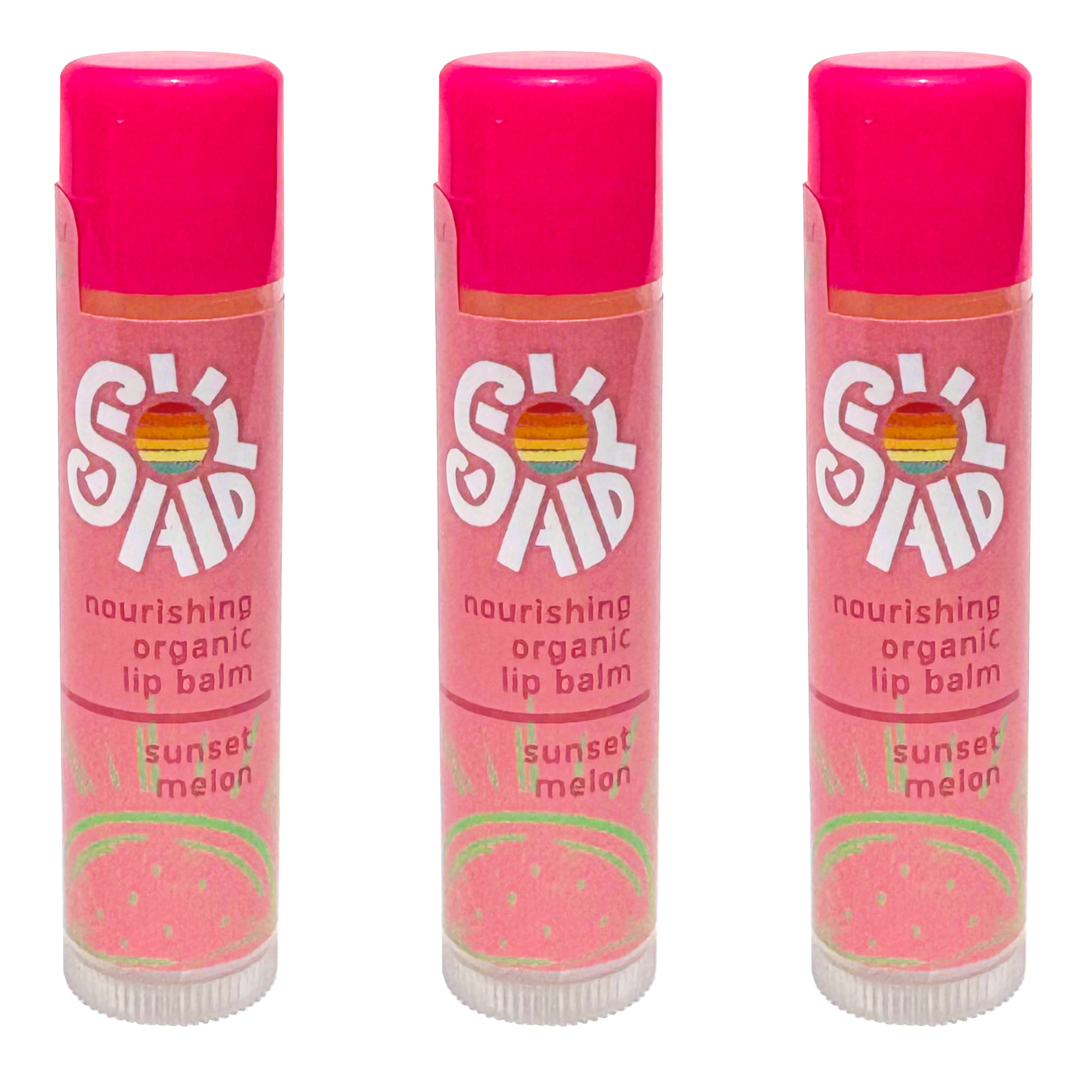 Nourishing Organic Lip Balm 3-Pack, Sunset Melon