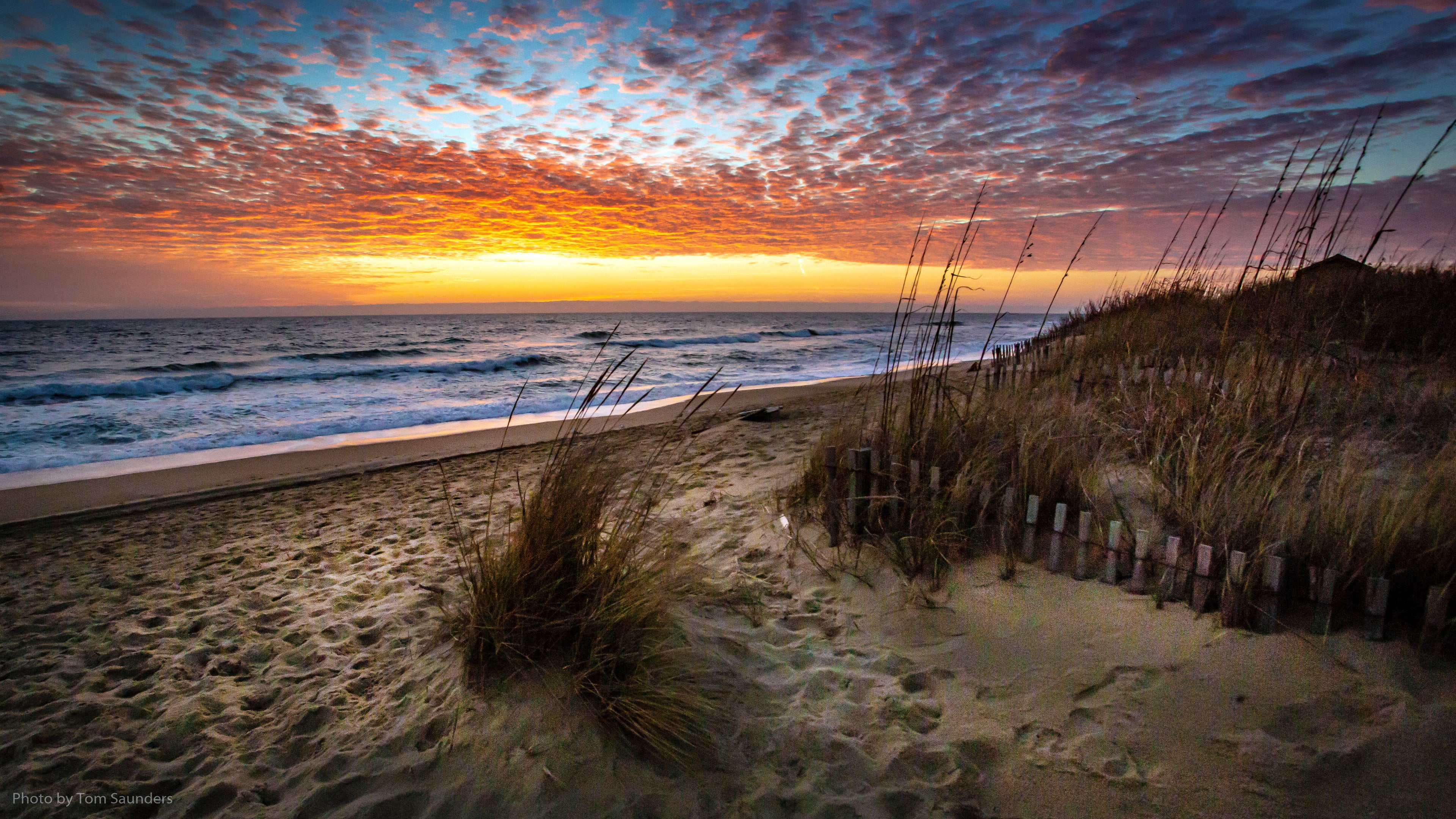 Outer Banks Beach Sunrise with Sea Oats and Dunes