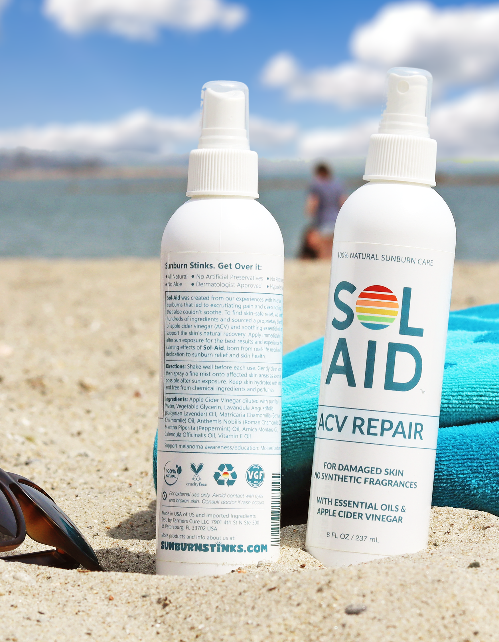 Two Bottles of Sol Aid After Sun ACV Repair Mist