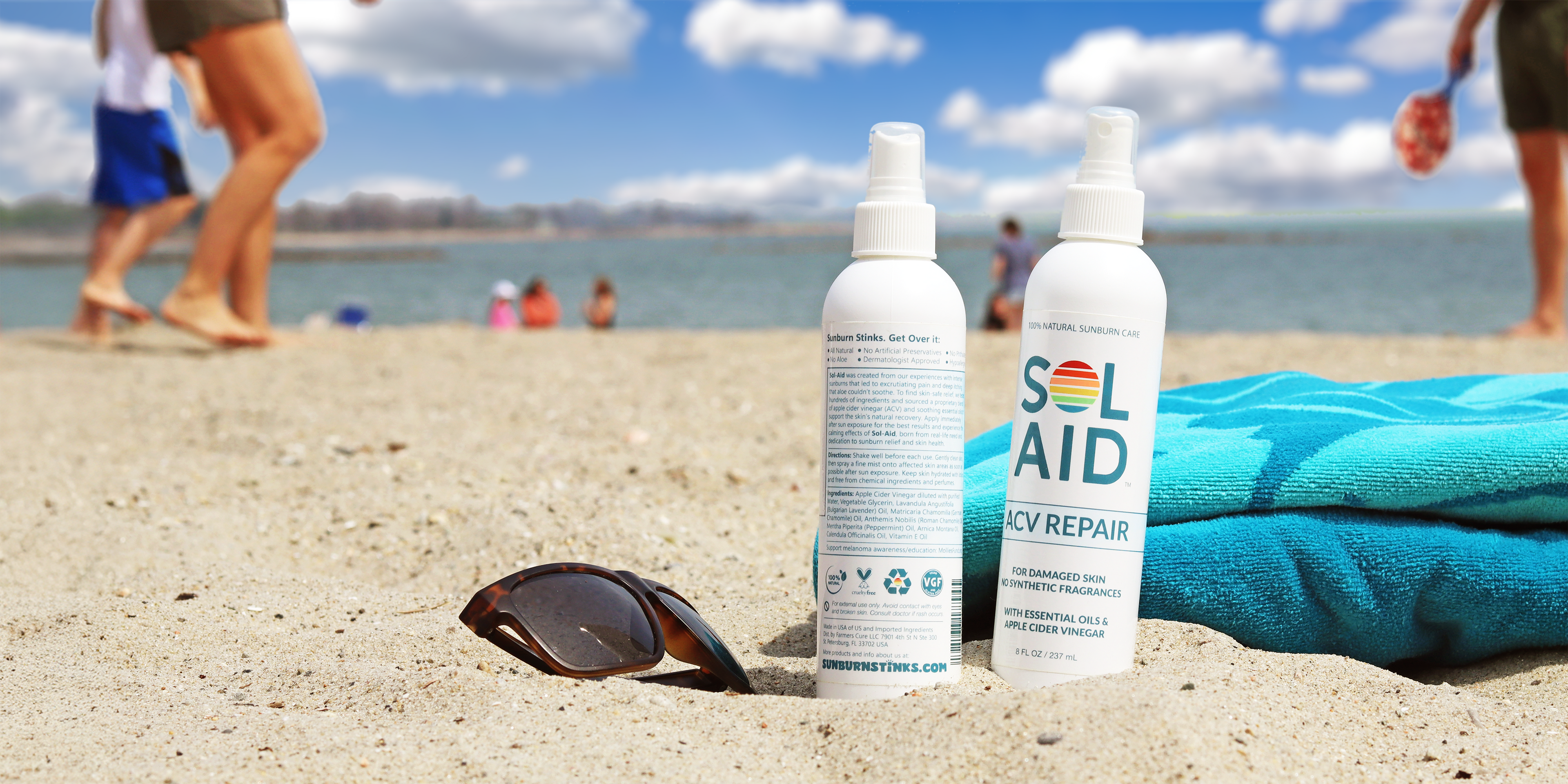 Two Bottles of Sol Aid After Sun ACV Repair Mist