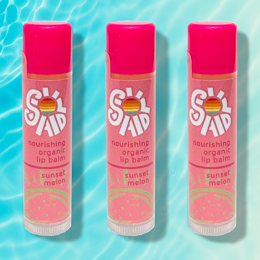 Nourishing Organic Lip Balm 3-Pack, Sunset Melon