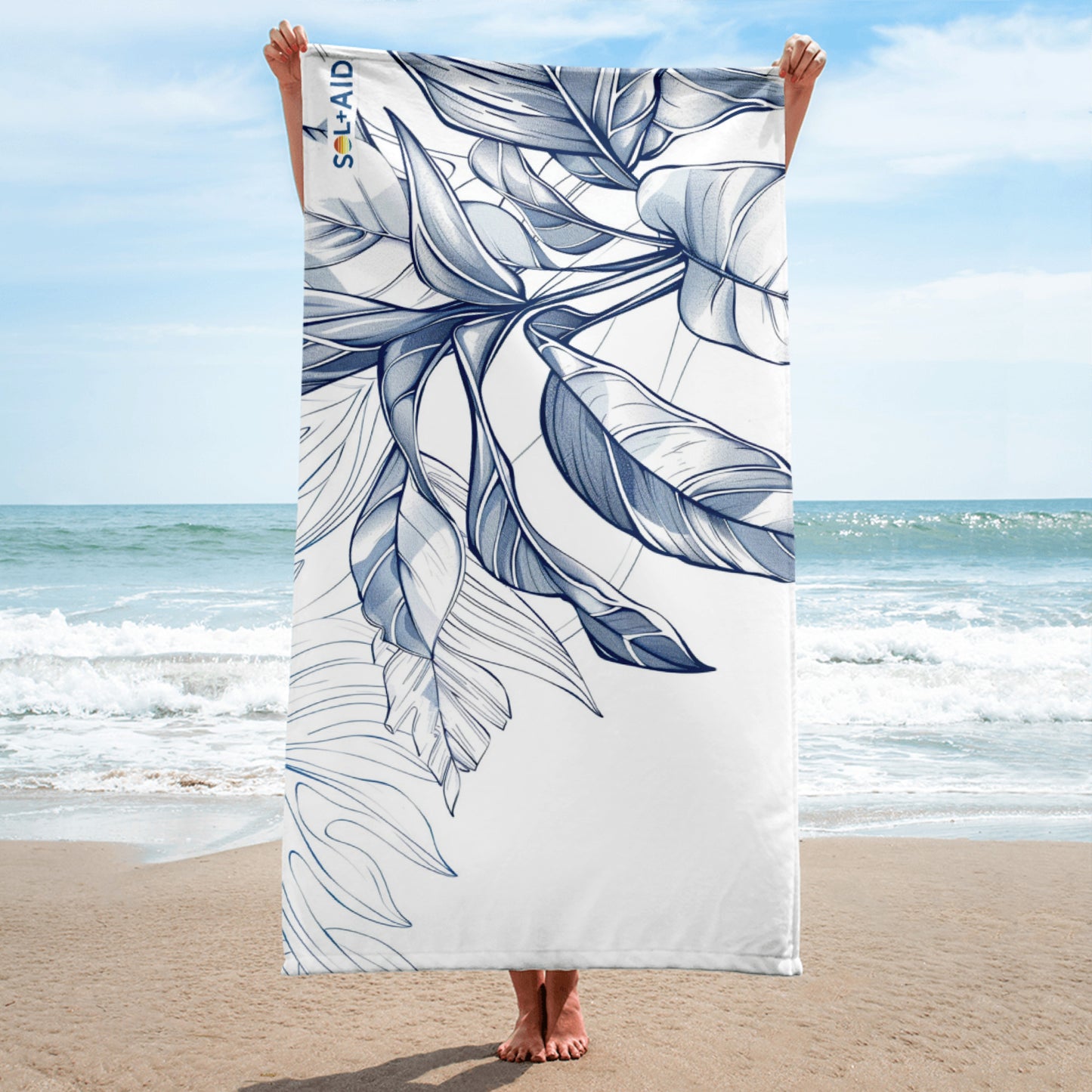 Sol-Aid Tropical Botanics Line Art Beach Towel